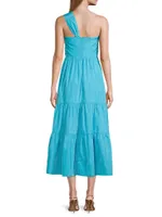 Patio Tieres Stretch Crepe & Taffeta Midi-Dress