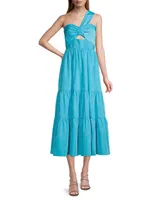 Patio Tieres Stretch Crepe & Taffeta Midi-Dress