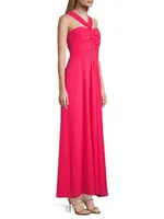 Georgette Twist Halter Gown