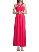 Georgette Twist Halter Gown