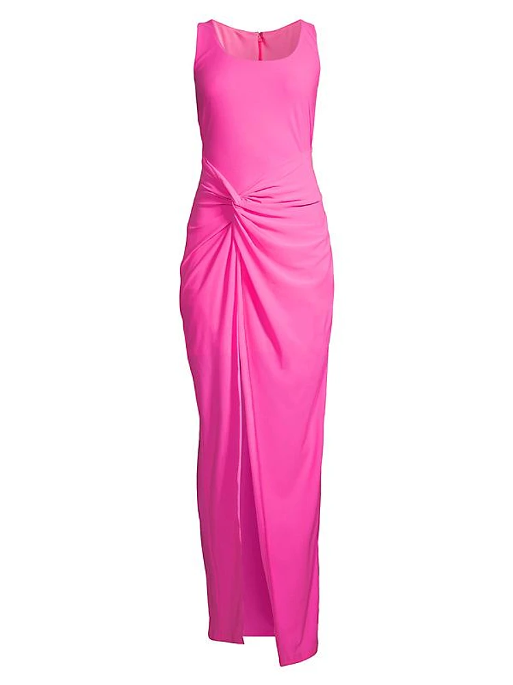 Twist-Accented Jersey Maxi Dress