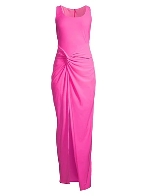 Twist-Accented Jersey Maxi Dress