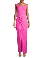 Twist-Accented Jersey Maxi Dress