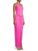 Twist-Accented Jersey Maxi Dress