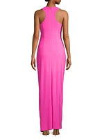 Twist-Accented Jersey Maxi Dress