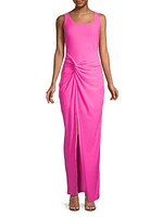 Twist-Accented Jersey Maxi Dress