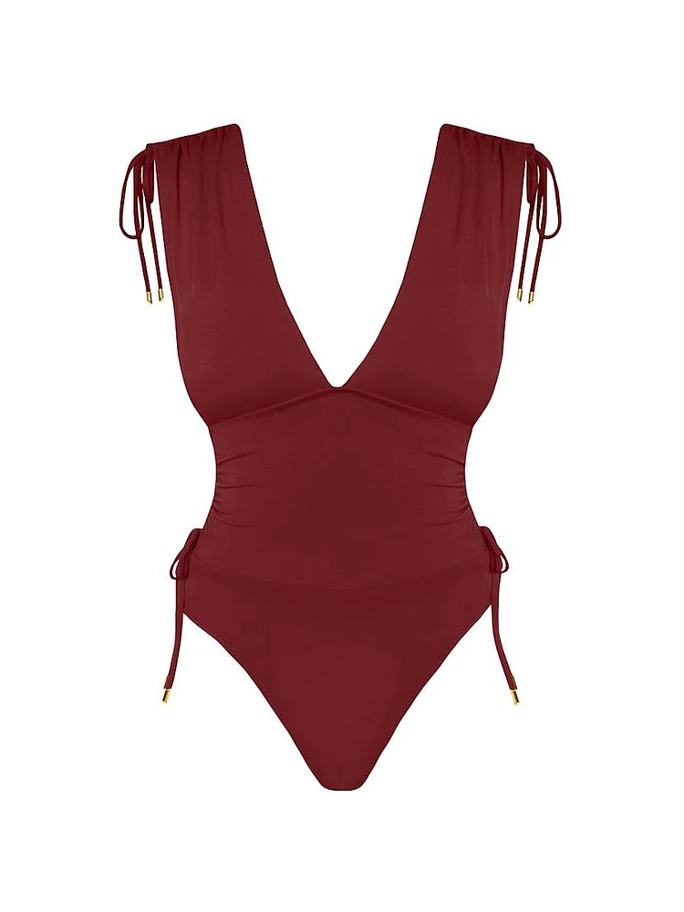 Aubrey Plunging V-Neck One-Piece Swimsuit