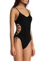 Aubrey Lace-Up One-Piece Swimsuit