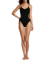 Aubrey Lace-Up One-Piece Swimsuit