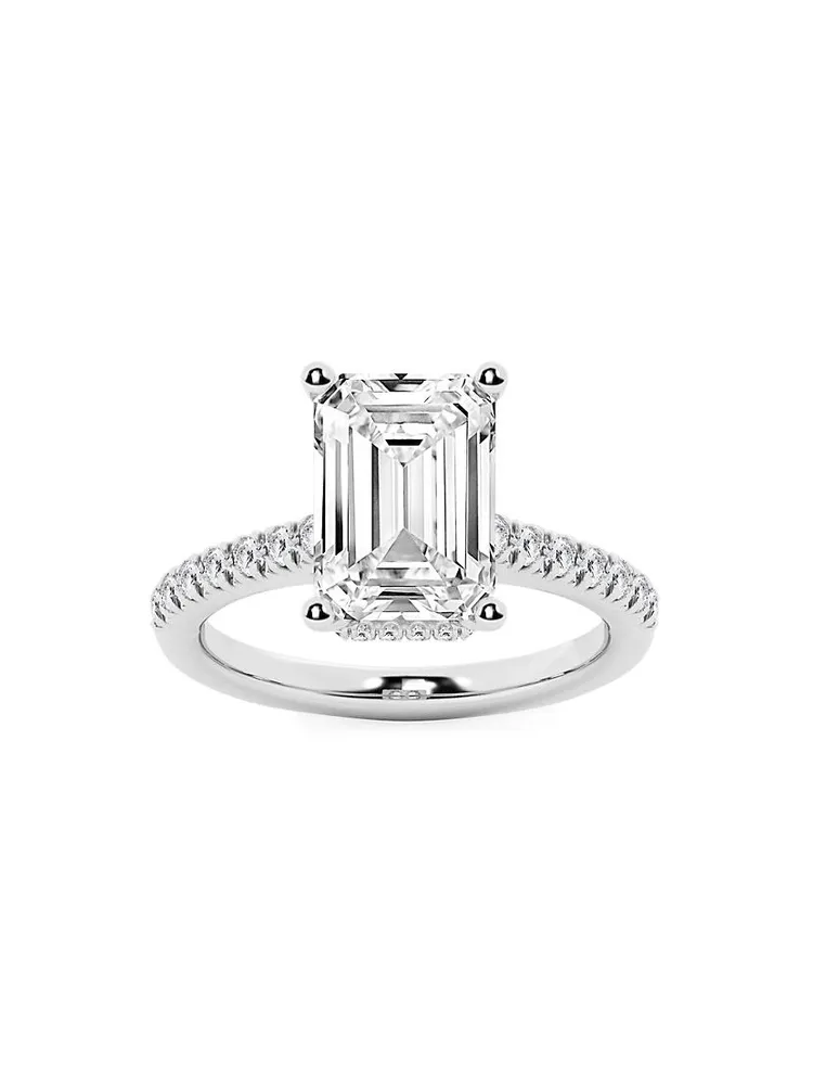 14K White Gold & 5 TCW Lab-Grown Diamond Engagement Ring