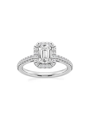 14K White Gold & Emerald-Cut Lab-Grown Diamond Halo Ring/1.30-3.60 TCW