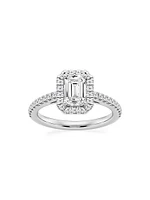 14K White Gold & Emerald-Cut Lab-Grown Diamond Halo Ring/1.30-3.60 TCW