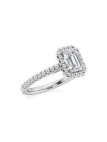 14K White Gold & Emerald-Cut Lab-Grown Diamond Halo Ring/1.30-3.60 TCW