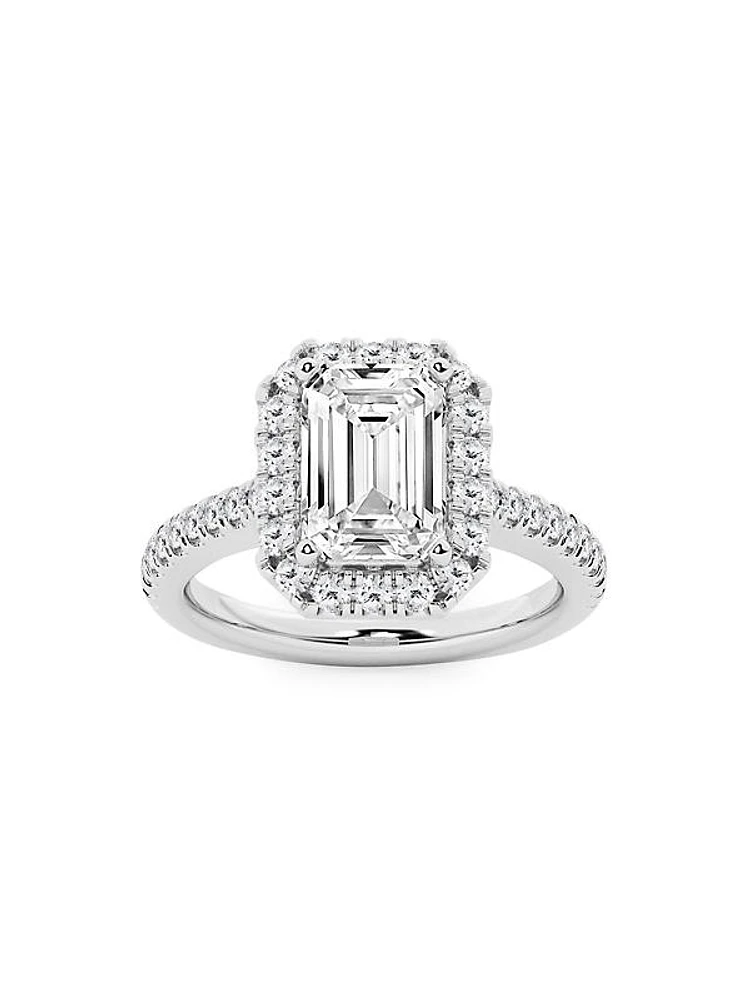 14K White Gold & 3.57 TCW Lab-Grown Diamond Halo Engagement Ring