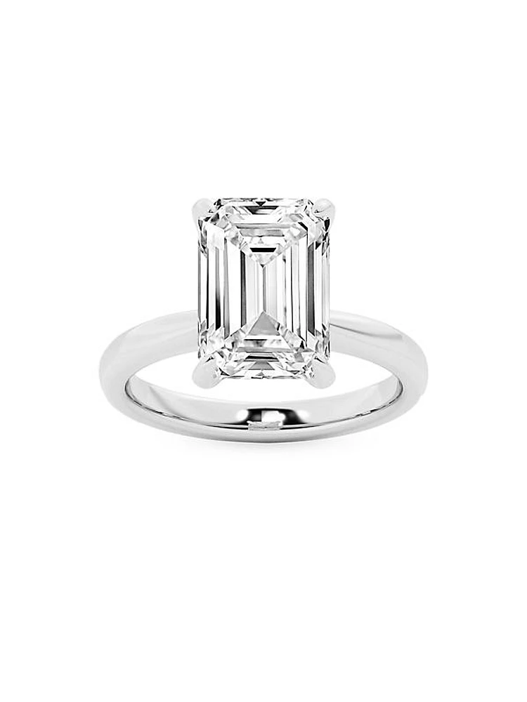 14K White Gold & 5.5 TCW Emerald-Cut Lab-Grown Diamond Solitaire Ring