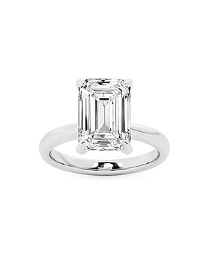 14K White Gold & 5.5 TCW Emerald-Cut Lab-Grown Diamond Solitaire Ring