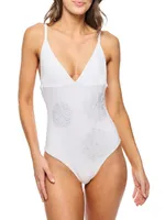 Catherine With Floral Applique Swimsuit