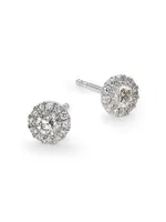 14K White Gold & 0.35 TCW Natural Diamond Halo Stud Earrings