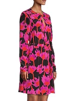 Elasticized Floral Cut Out Dress