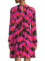 Elasticized Floral Cut Out Dress