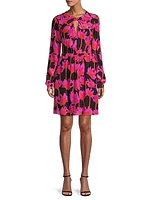 Elasticized Floral Cut Out Dress
