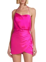 Silk Draped Cowl Minidress