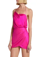 Silk Draped Cowl Minidress