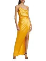 Halter Cowlneck Silk Gown