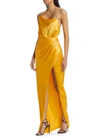 Halter Cowlneck Silk Gown