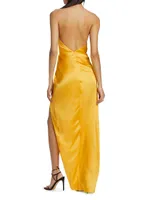 Halter Cowlneck Silk Gown