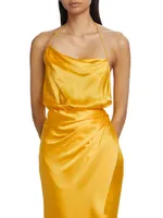 Halter Cowlneck Silk Gown