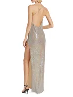 Metallic One-Shoulder Gown