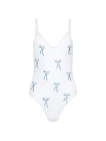 Lauren Embroidered Bows Swimsuit