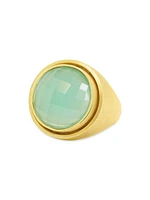 Sol 22K Gold-Plated Checkered Signet Ring