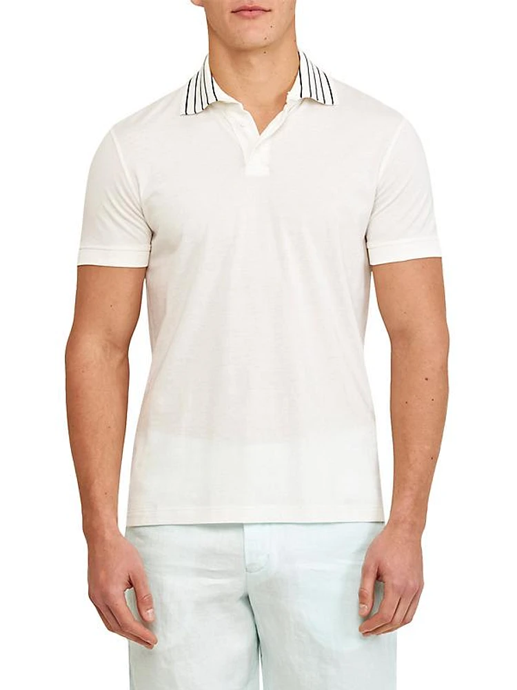 Dominic Stripe Rib-Knit Polo Shirt