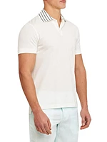 Dominic Stripe Rib-Knit Polo Shirt