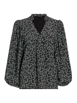 Night Floral Silk Blouse