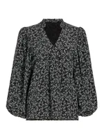 Night Floral Silk Blouse