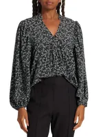 Night Floral Silk Blouse