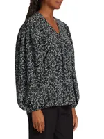 Night Floral Silk Blouse