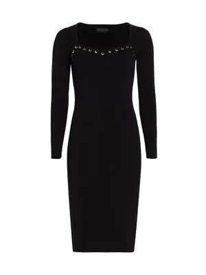 Metal-Loop Embellished Body-Con Dress