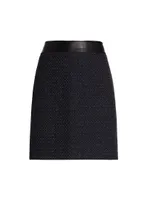 Faux Leather-Trimmed Tweed Miniskirt