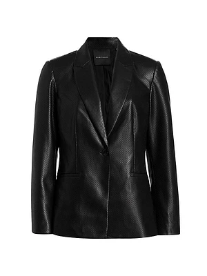 Perforated Faux Leather Blazer