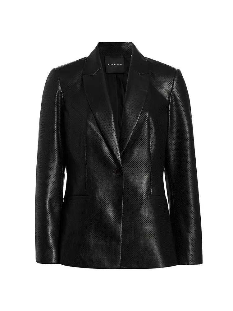 Perforated Faux Leather Blazer