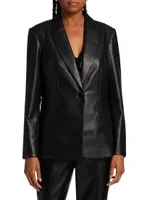 Perforated Faux Leather Blazer