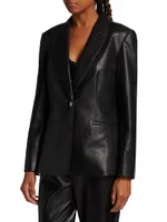 Perforated Faux Leather Blazer