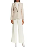 Button-Embellished Crepe Straight-Leg Trousers