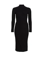 Ribbed Stretch Knit Wrap-Style Dress