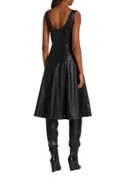 Perforated Faux Leather Fit & Flare Dress