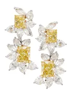 20.15 CTW Fancy Intense Yellow and White Diamond Dangling Cluster Earrings in 18kt Gold